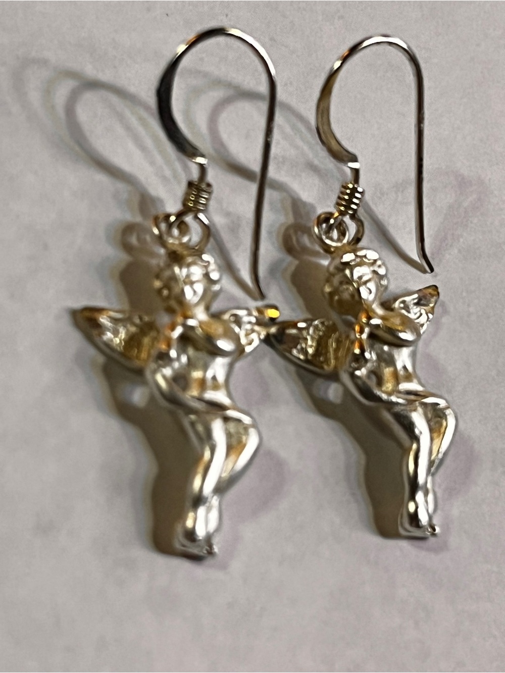 Source Unknown Silver Cherub Drop Earrings - Picture 2 of 3